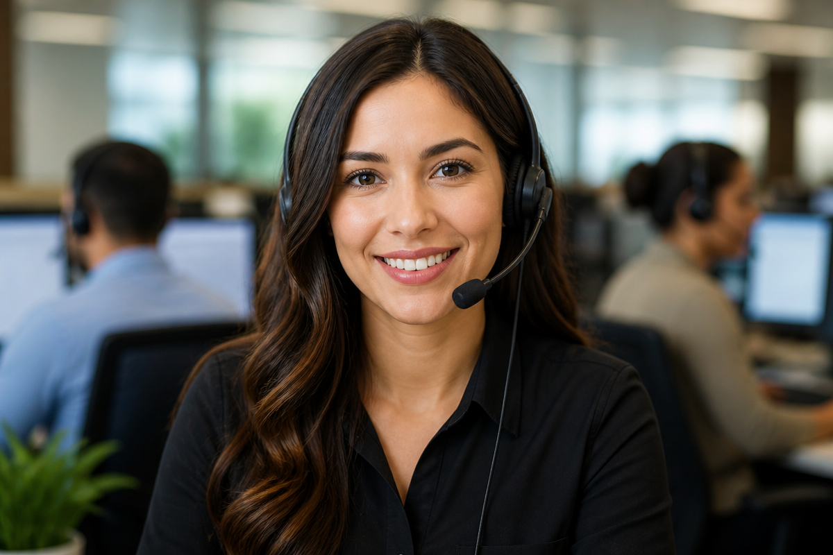 Equipe de atendimento da PLAY em operação de call center, com headset, atendendo clientes